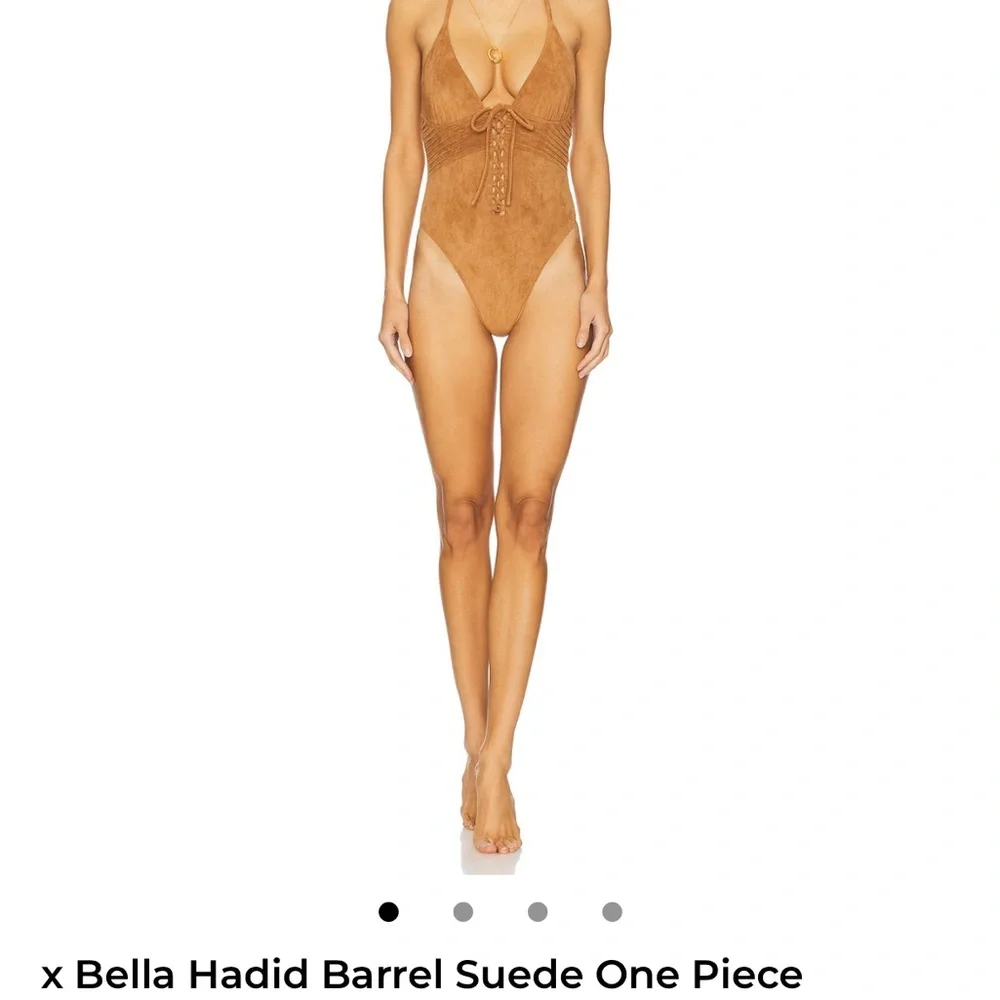 Frankie's Bikinis Suede-Look Brown One-Piece Swimsuit